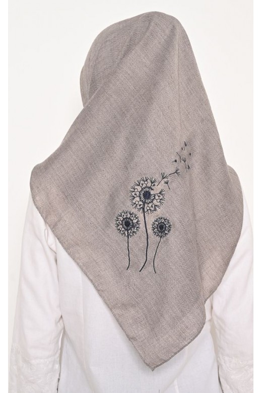 Hijab Segi 4 Voal Zaffron Dandelion Grey (Hijab Only)